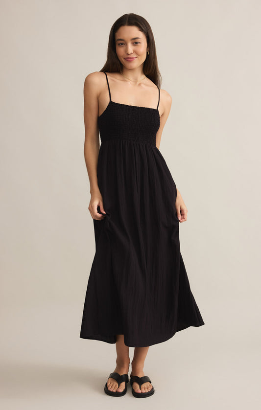 BEACHSIDE MIDI DRESS - BLACK - ZD231223