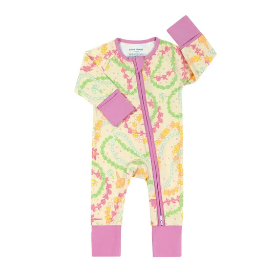 Lei Day in Sand - Baby Bamboo Coverall - Coco Moon