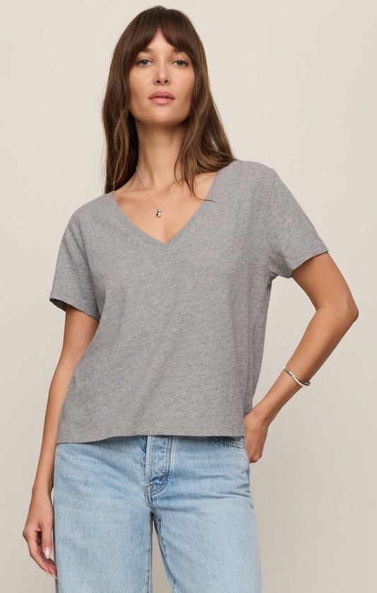 Nomad V Neck Tee - Heather Grey - ZT263210