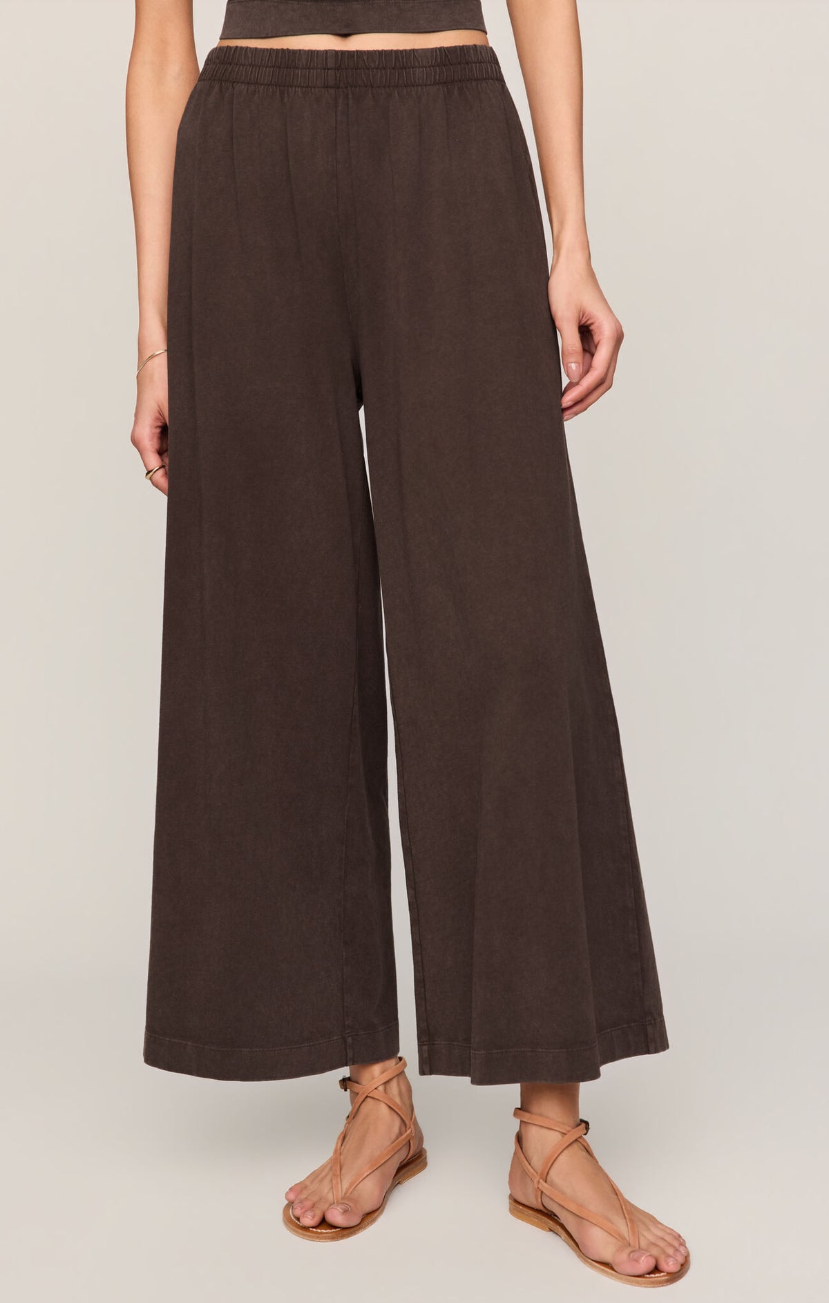 SCOUT JERSEY CROP FLARE PANT - DARK CHOCOLATE - ZP253841