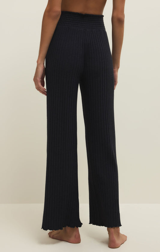 Dawn Smocked Rib Pant - Black Sand - ZLP253824