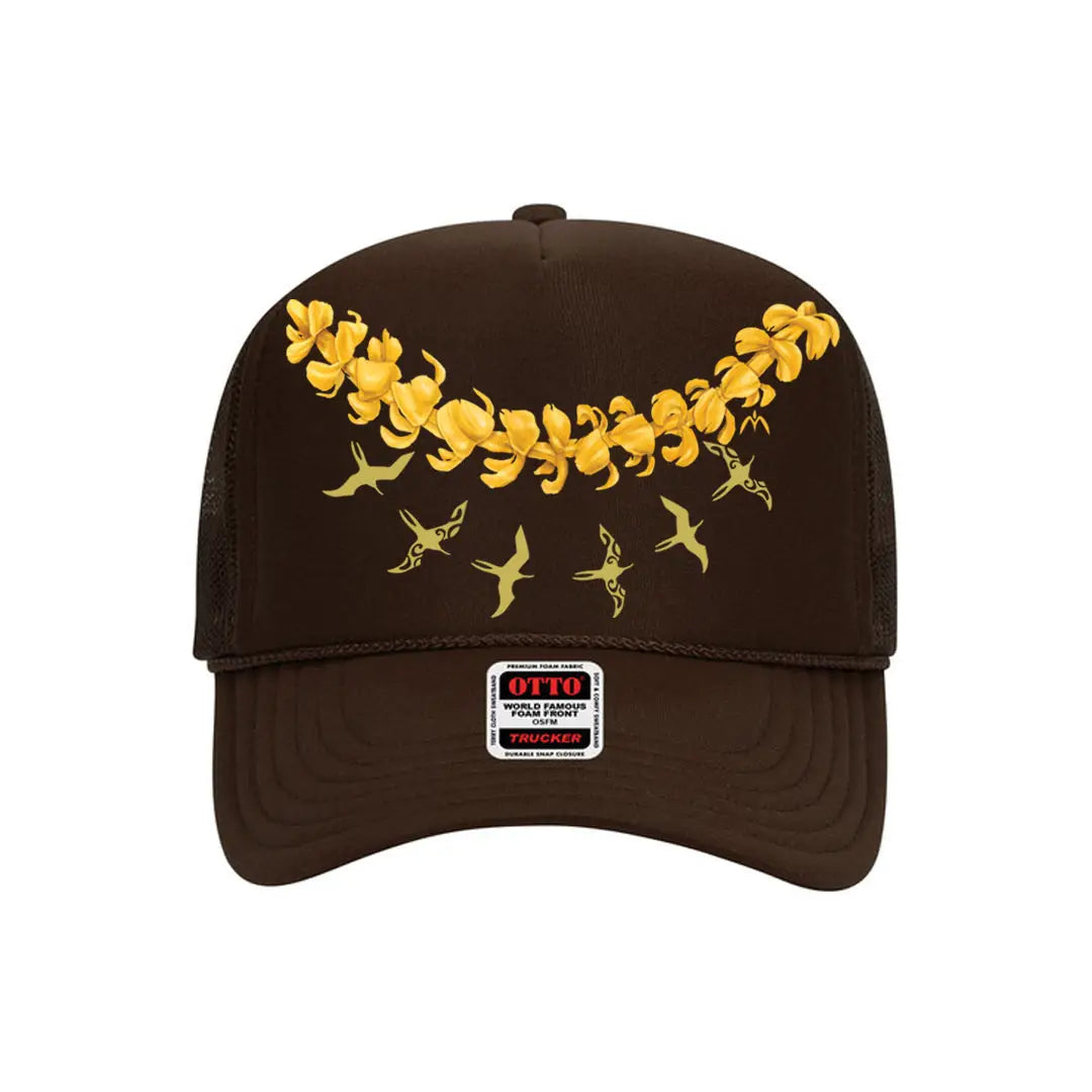 Pua x Iwa Trucker Hat- Brown - Na Koa Brand