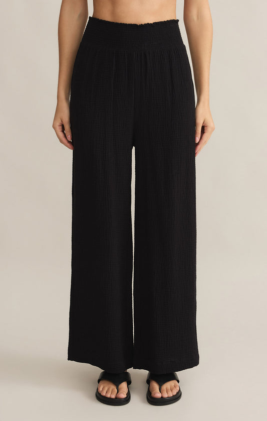 CASSIDY GAUZE FULL LENGTH PANT - Black - ZP232679