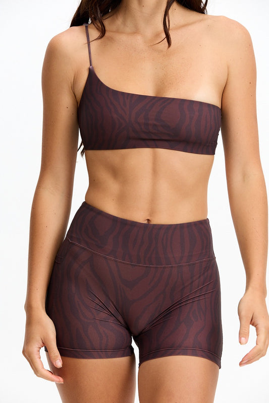 4" Biker Short  - Chocolate Zebra - Benoa Active F25