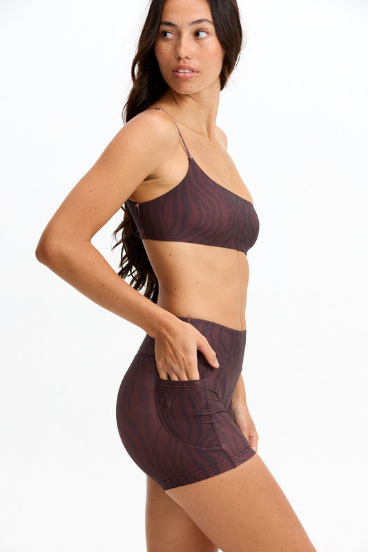 4" Biker Short  - Chocolate Zebra - Benoa Active F25