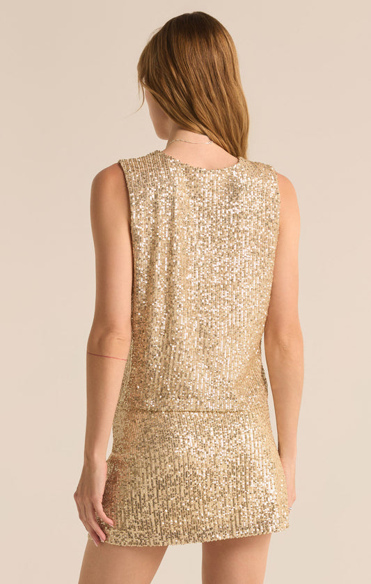 SLOANE SEQUIN TOP - CHAMPAGNE - ZT244234