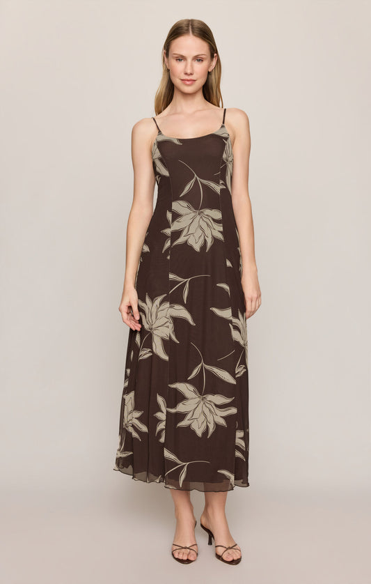 Charisma Floral Midi Dress - Dark Chocolate - ZD263362S