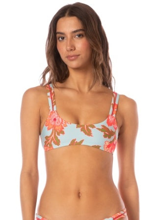 Nalai Floral Sky Reversible Embroidered Sporty Bralette Swim Top-  MAAJI
