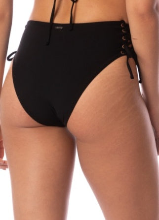 Midnight Shadow Oasis High Rise Lace Up Bikini Bottom - BLACK - PT3894SCC001 - MAAJI