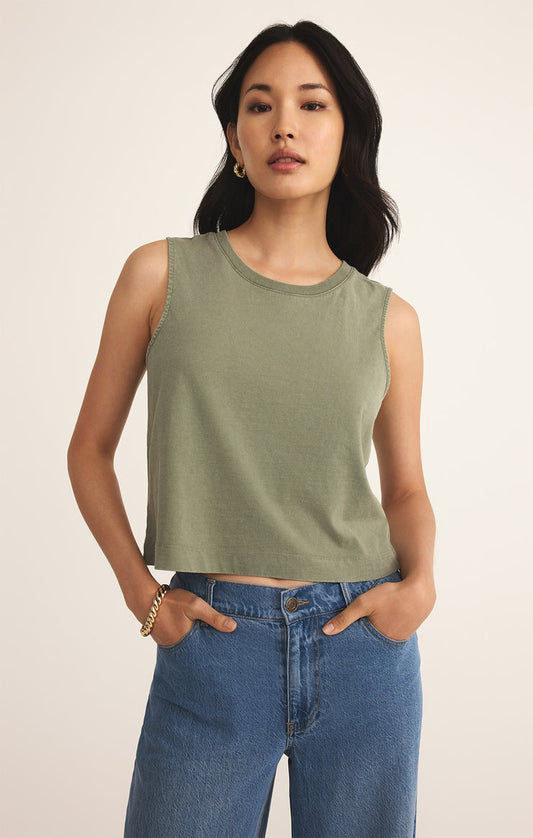 SLOANE JERSEY MUSCLE TANK - AVOCADO - ZT212568