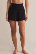 DAWN SMOCKED MINI RIB SHORT- BLACK SAND - ZLS253822