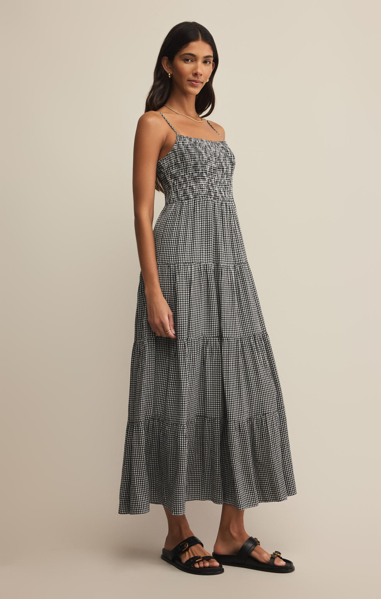 BALOS GINGHAM DRESS - BLACK - ZD251353 – Beachside Boutique