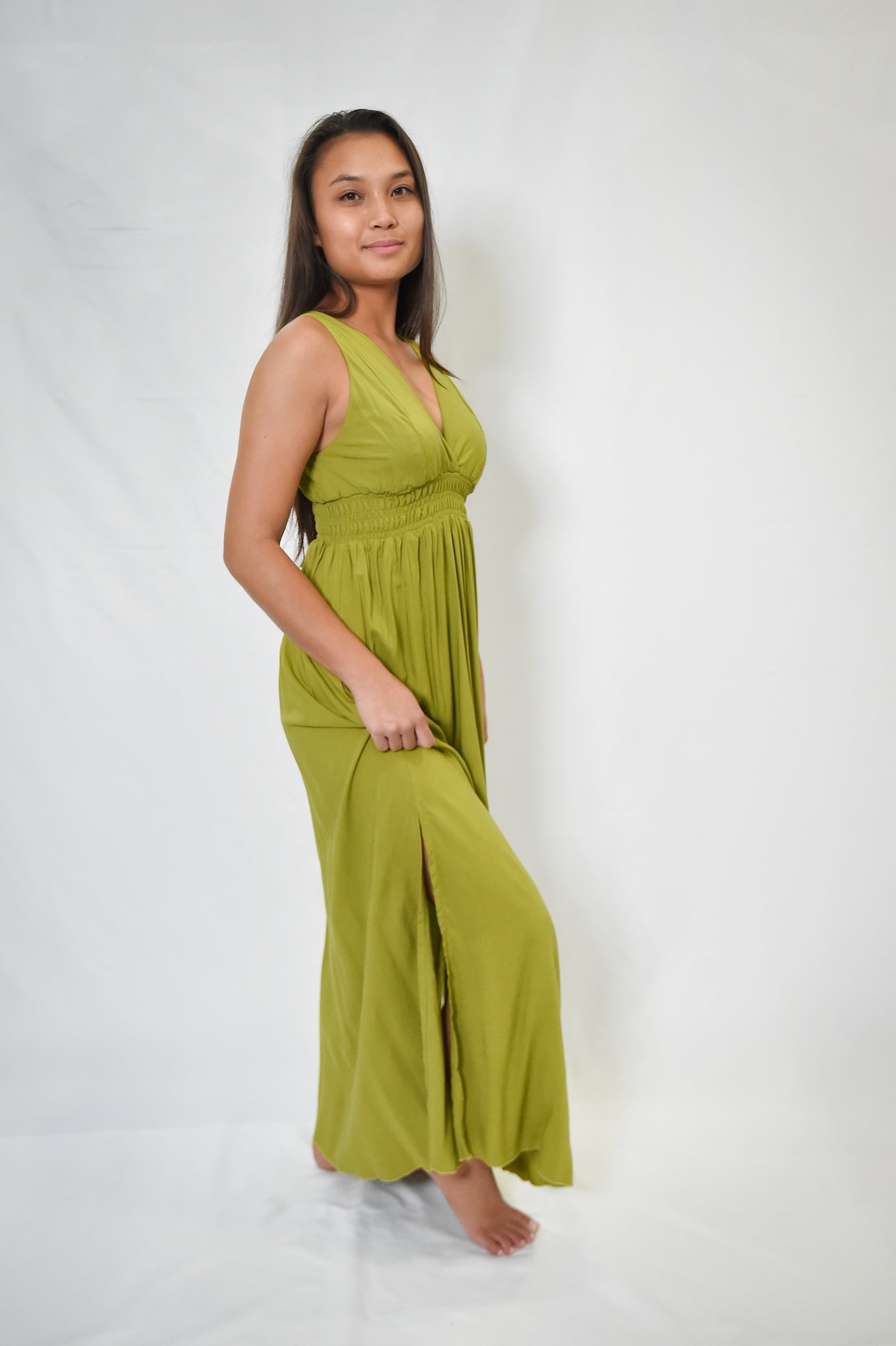 NOELLE DRESS- Solid Moss -KHUSH 31