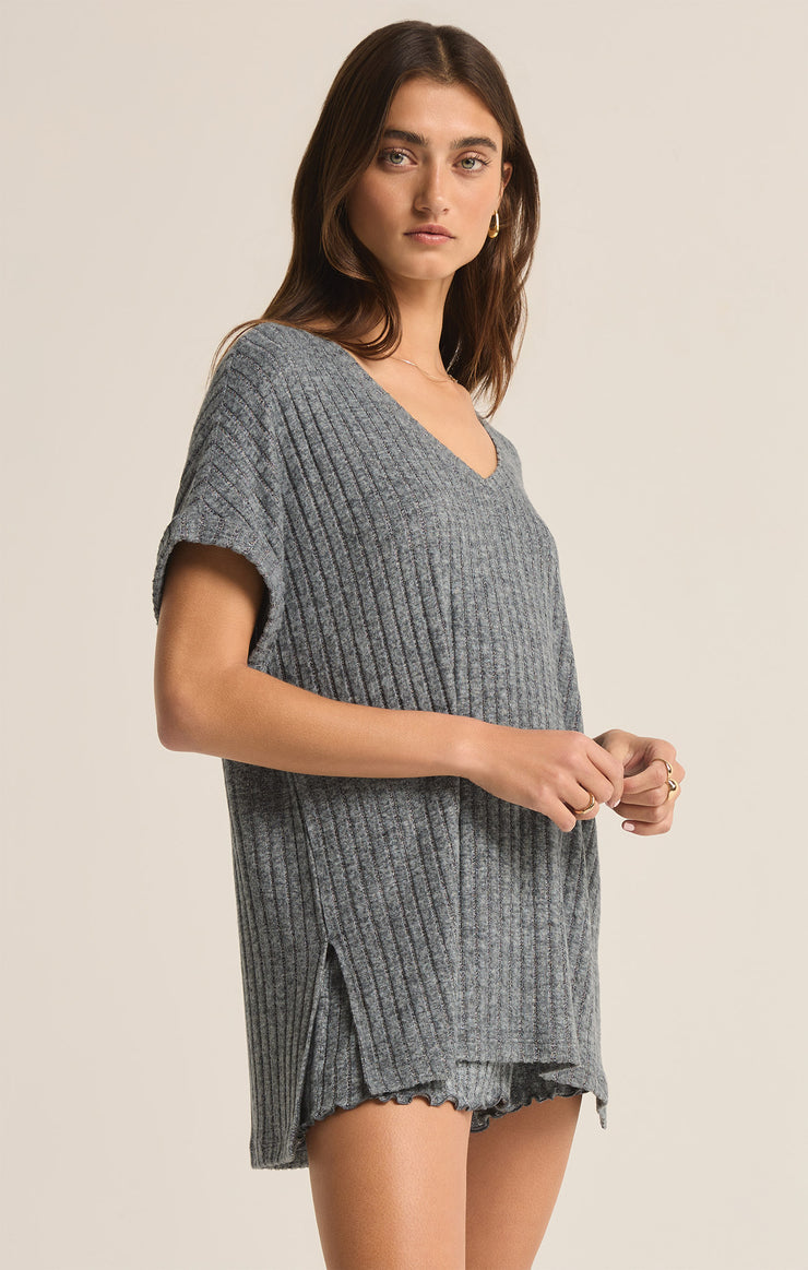 TAKE IT EASY RIB TUNIC - CHARCOAL HEATHER - ZLT233620