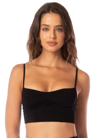 Midnight Shadow Twinkly Underwire Bustier Bikini Top - BLACK - PT3888SBT001 - MAAJI