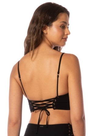Midnight Shadow Twinkly Underwire Bustier Bikini Top - BLACK - PT3888SBT001 - MAAJI