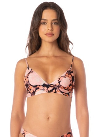 Rose Petals Copilot Long Line Triangle Bikini Top - - MAAJI