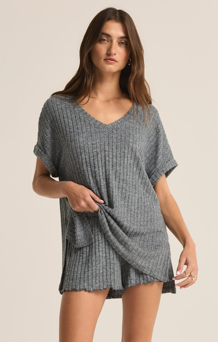 TAKE IT EASY RIB TUNIC - CHARCOAL HEATHER - ZLT233620