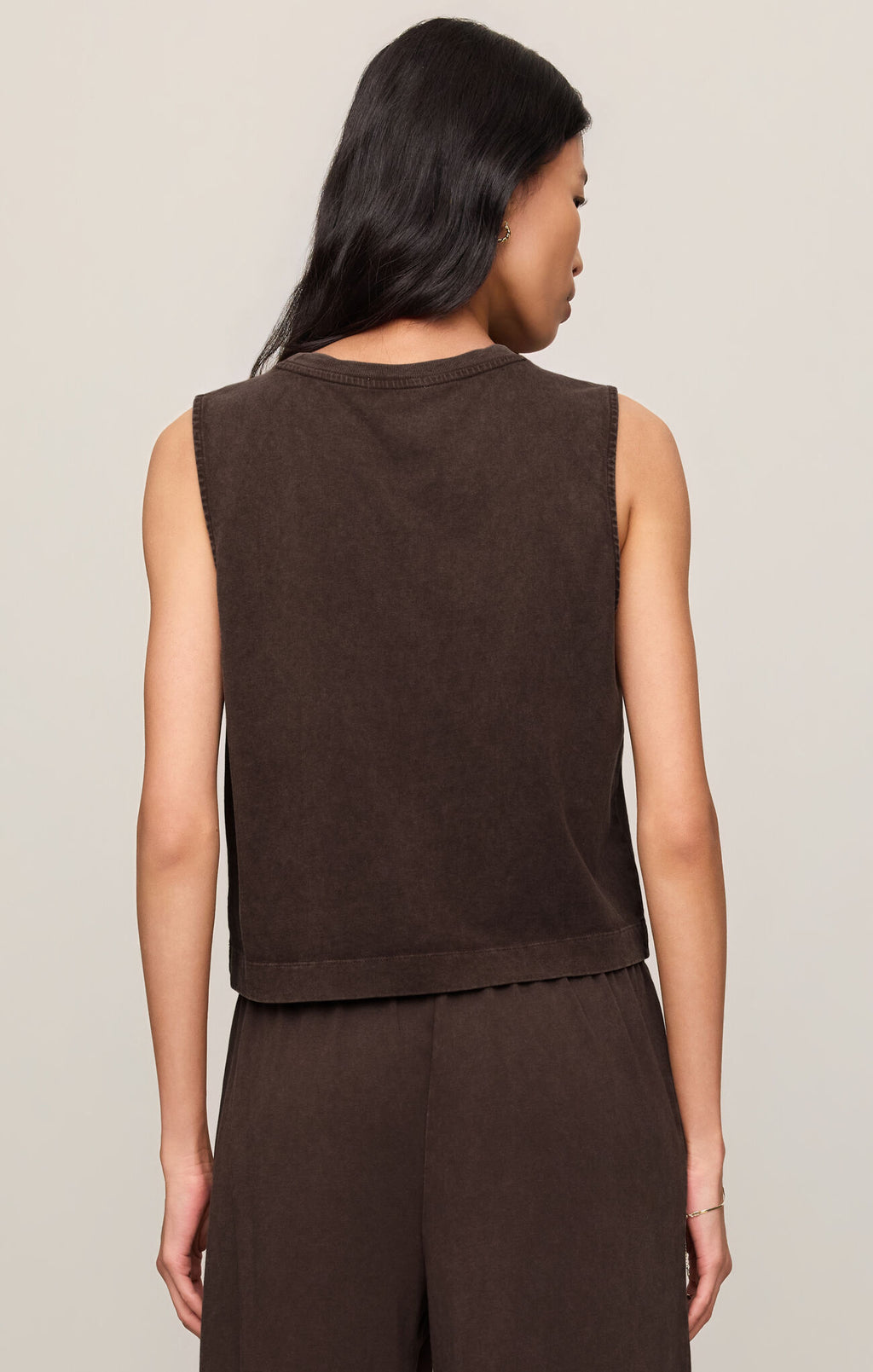 SLOANE JERSEY MUSCLE TANK- DARK CHOCOLATE - ZT253829