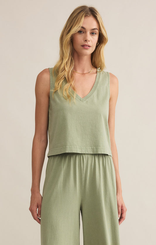 SLOANE V-NECK TOP- AVOCADO - ZT242656