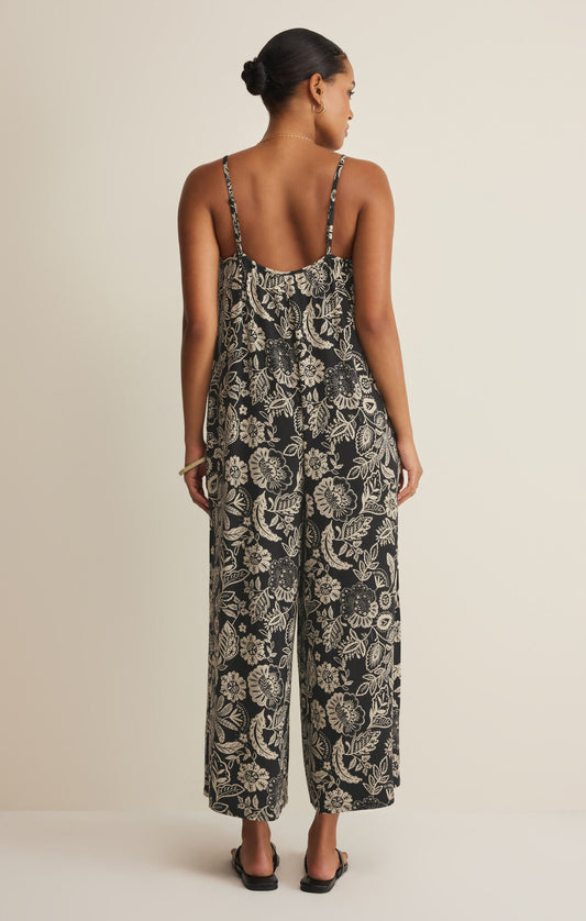 Day Off Luz Floral Jumpsuit - Black - ZP262724