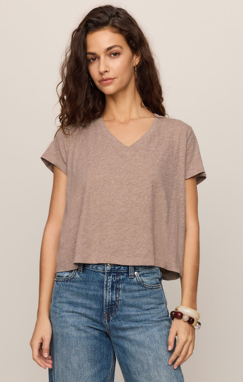 Nomad V Neck Tee - Heather Ash - ZT263210S