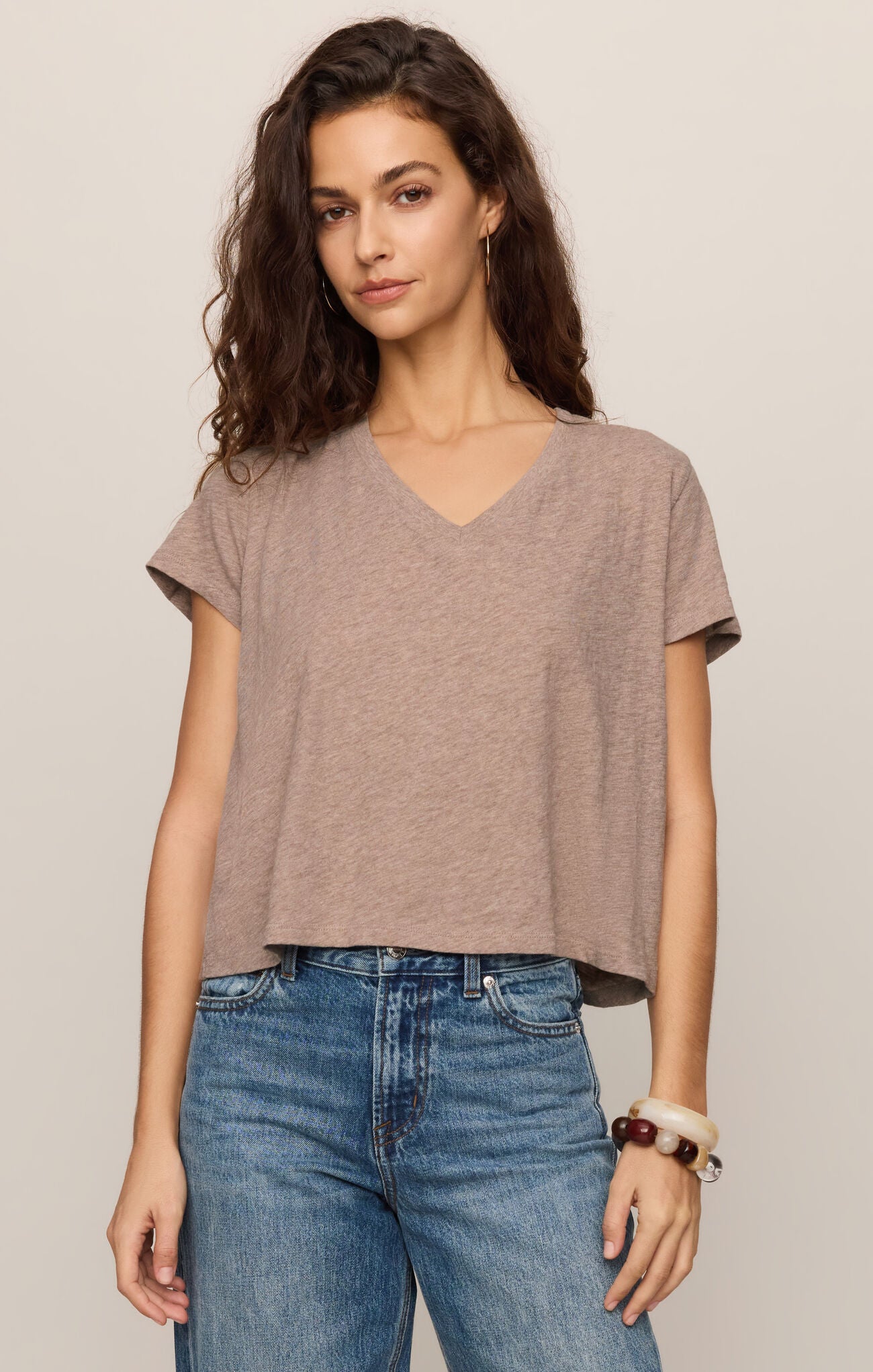 Nomad V Neck Tee - Heather Ash - ZT263210S