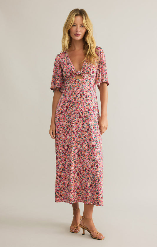 MAVIS DULCE FLORAL MIDI DRESS - ROSE MAUVE - ZD251327