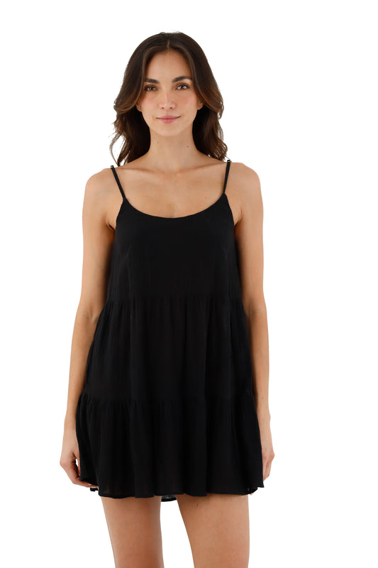 Textured Black Kanesu Dress - Black - Malai - C53156