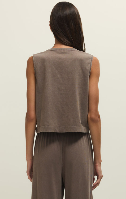 SLOANE JERSEY MUSCLE TANK- PERFECTLY TAUPE - ZT253829