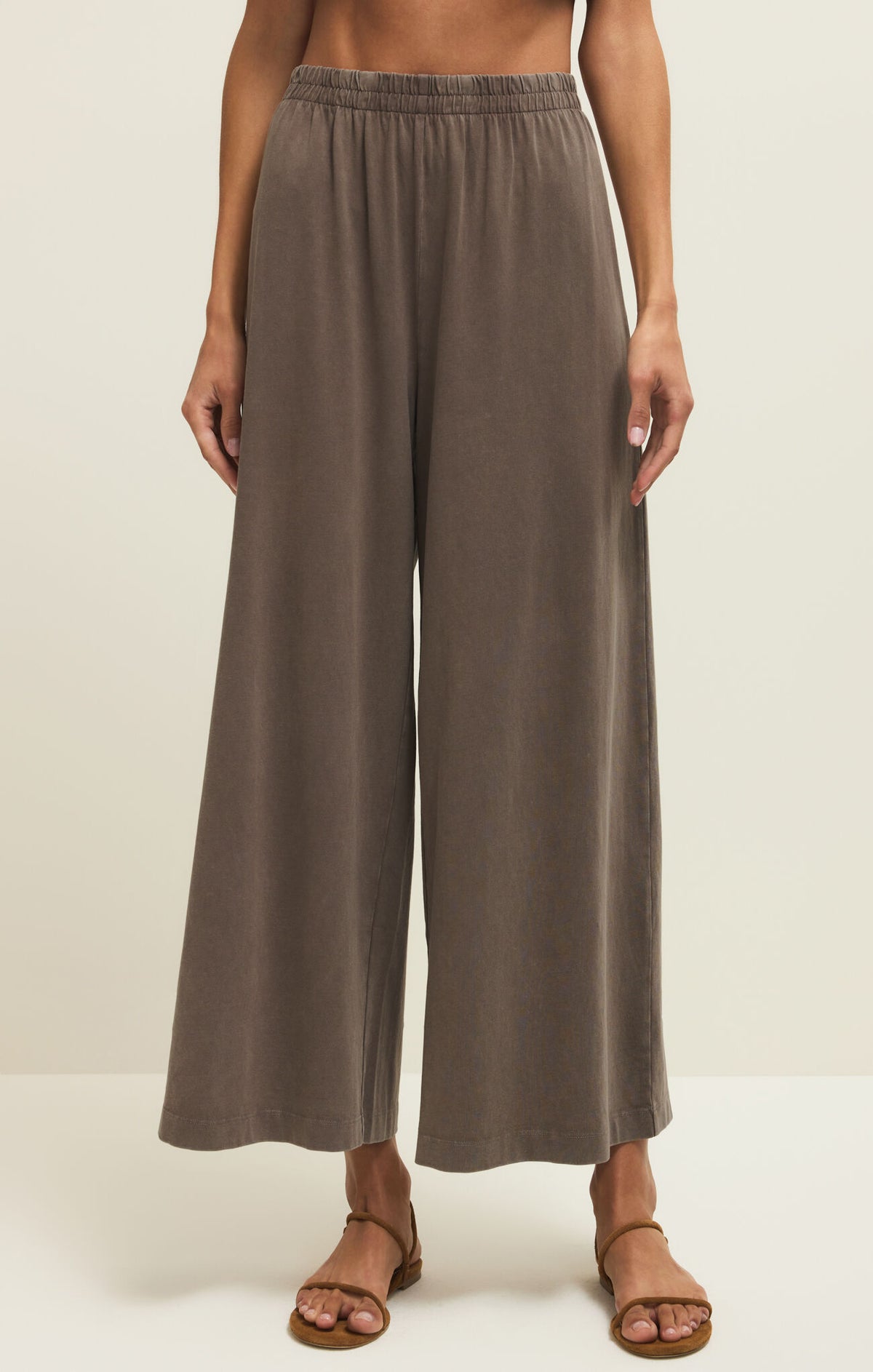SCOUT JERSEY CROP FLARE PANT - PERFECTLY TAUPE