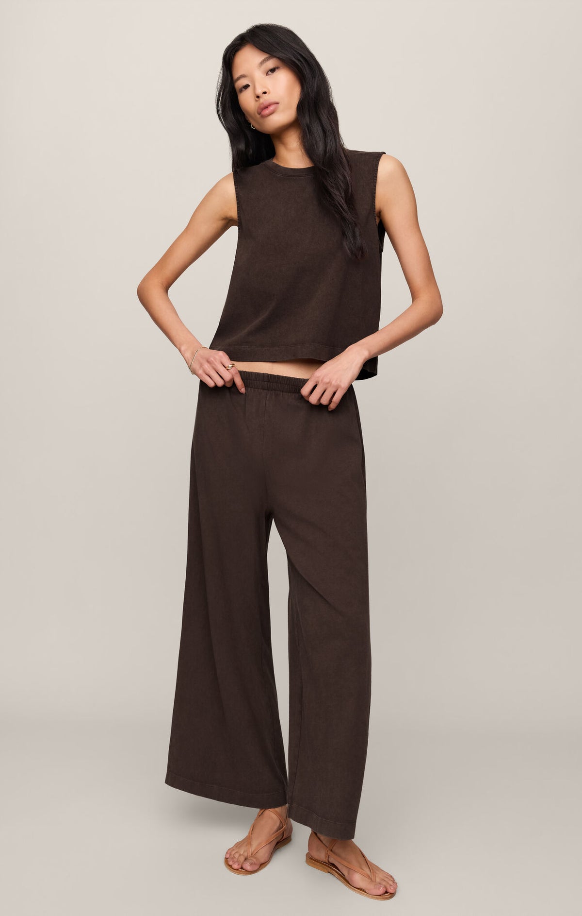 SCOUT JERSEY CROP FLARE PANT - DARK CHOCOLATE - ZP253841