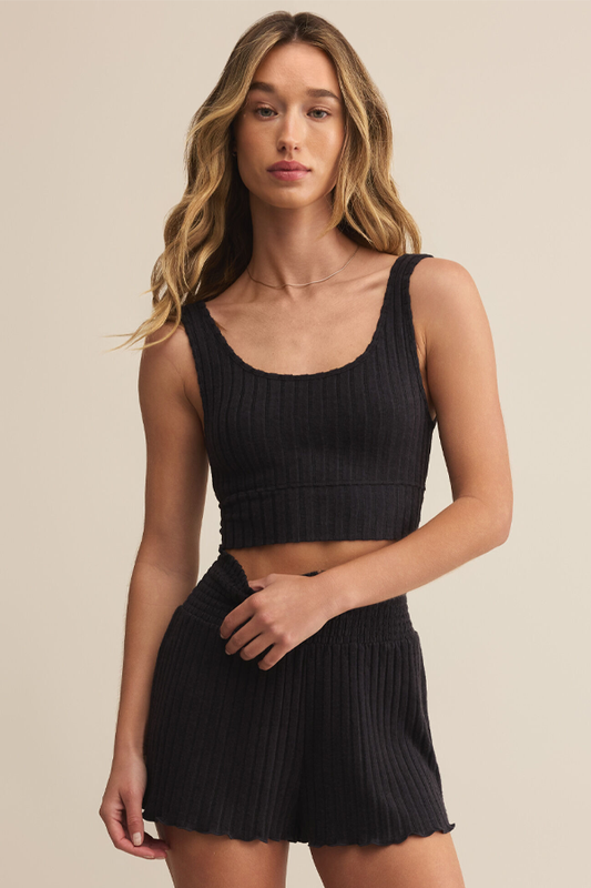 ZOE RIB TANK BRA- Black Sand - ZLT253819