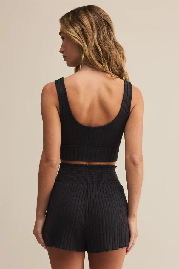 ZOE RIB TANK BRA- Black Sand - ZLT253819