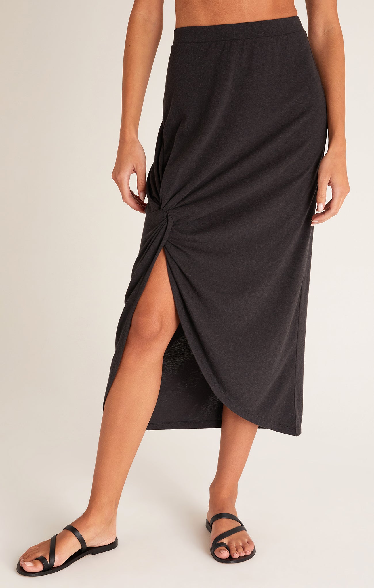 SABINA TRIBLEND KNOT SKIRT-BLACK-