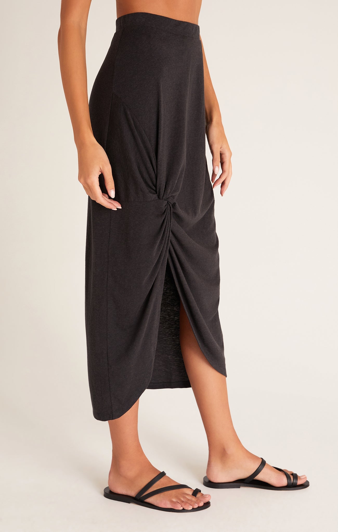 SABINA TRIBLEND KNOT SKIRT-BLACK-